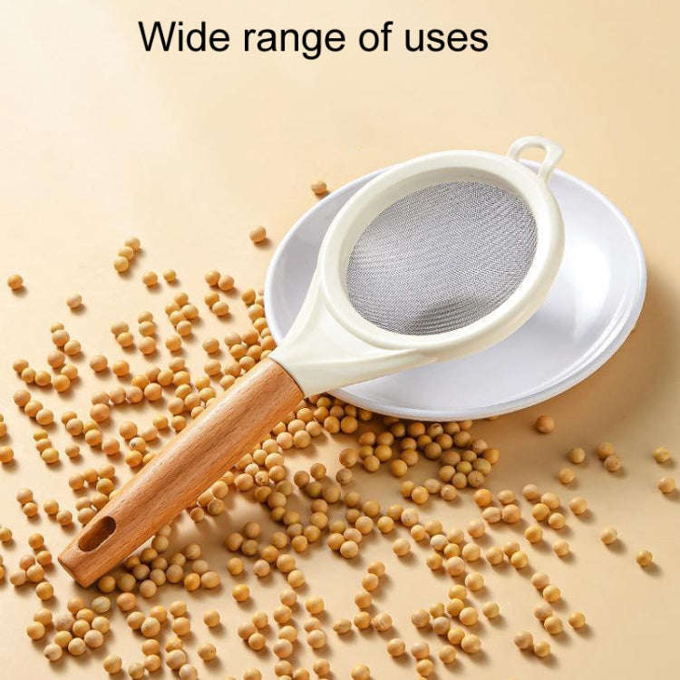 Household Stainless Steel Flour Sifter Kitchen Baking Strainer, Style: Wooden Handle