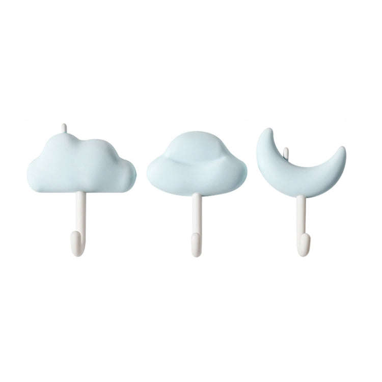 3pcs /Set Household Wall Hanging Hooks Dormitory Non-Marking Punch-Free Adhesive Hooks(Blue)