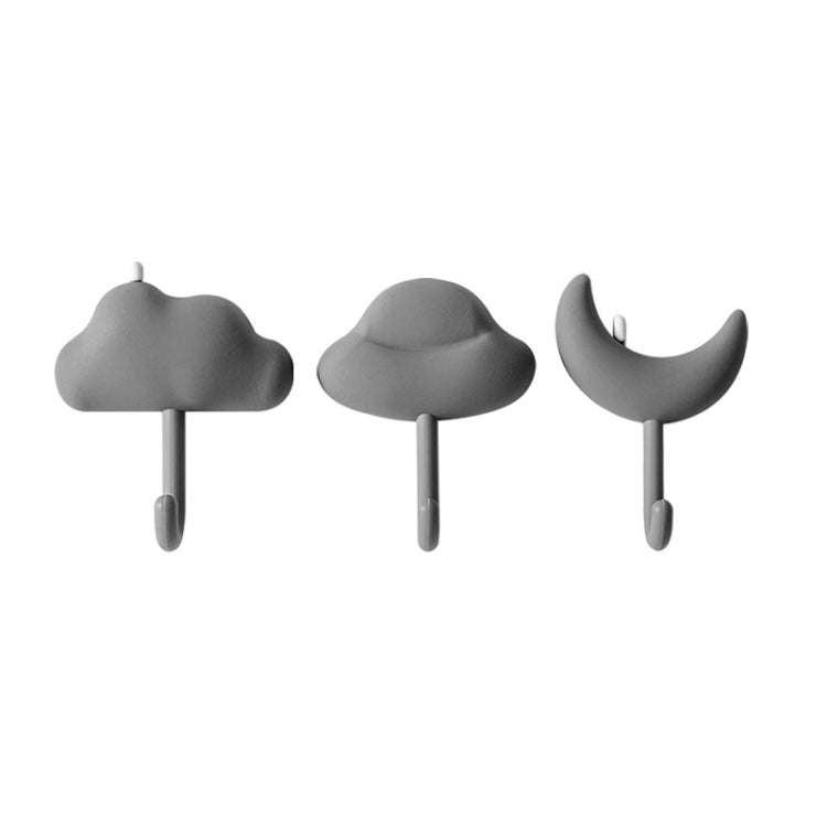 3pcs /Set Household Wall Hanging Hooks Dormitory Non-Marking Punch-Free Adhesive Hooks(Gray)