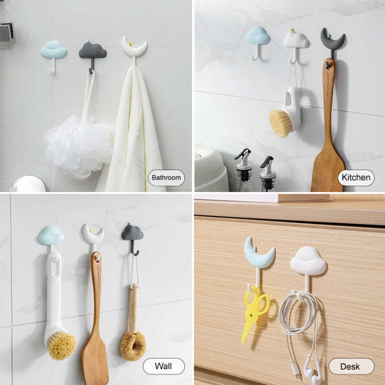 3pcs /Set Household Wall Hanging Hooks Dormitory Non-Marking Punch-Free Adhesive Hooks(Gray)