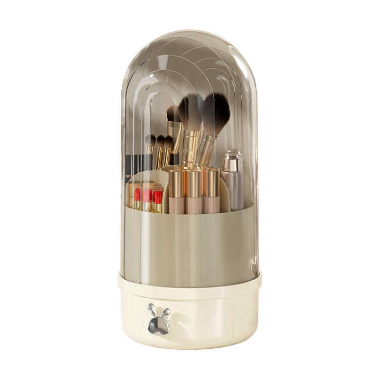 Rotation Dustproof Makeup Brush Storage Tube Dressing Table Desktop Pen Tube(Transparent Black)