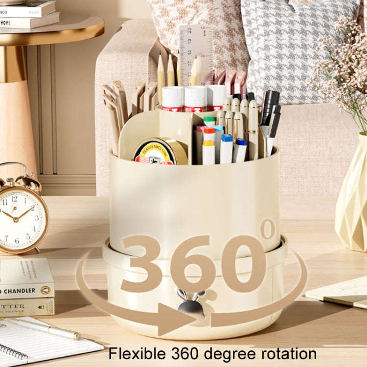 Rotation Dustproof Makeup Brush Storage Tube Dressing Table Desktop Pen Tube(Transparent Black)