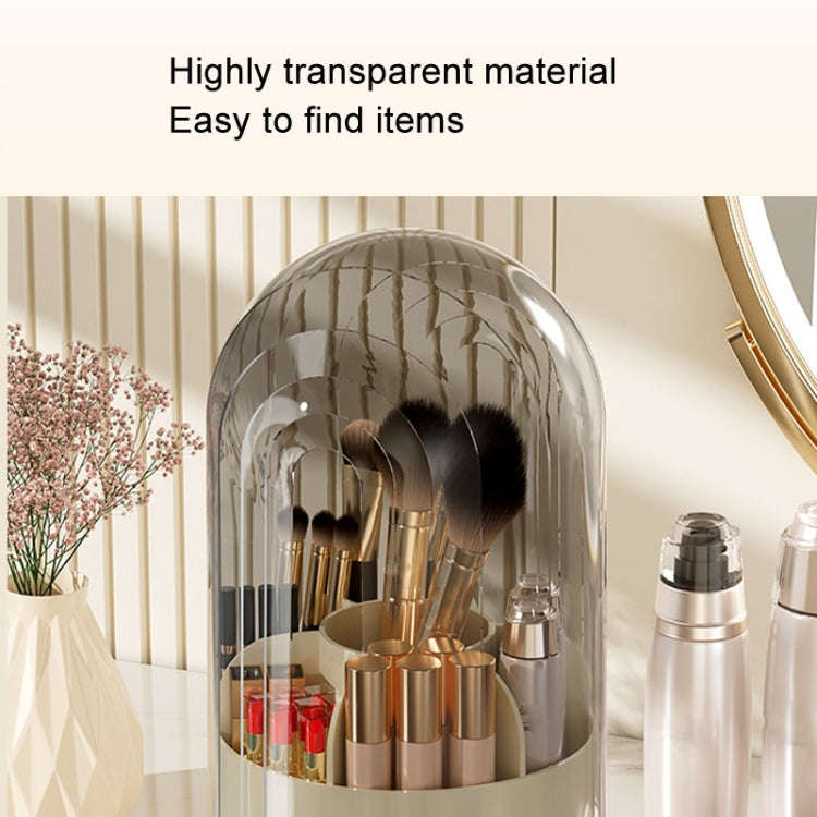 Rotation Dustproof Makeup Brush Storage Tube Dressing Table Desktop Pen Tube(Transparent Black)