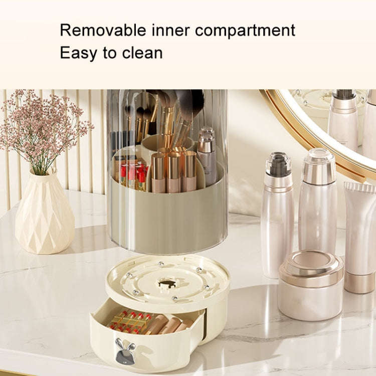 Rotation Dustproof Makeup Brush Storage Tube Dressing Table Desktop Pen Tube(Transparent Black)
