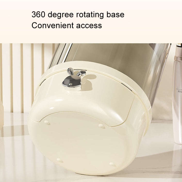 Rotation Dustproof Makeup Brush Storage Tube Dressing Table Desktop Pen Tube(Transparent Black)