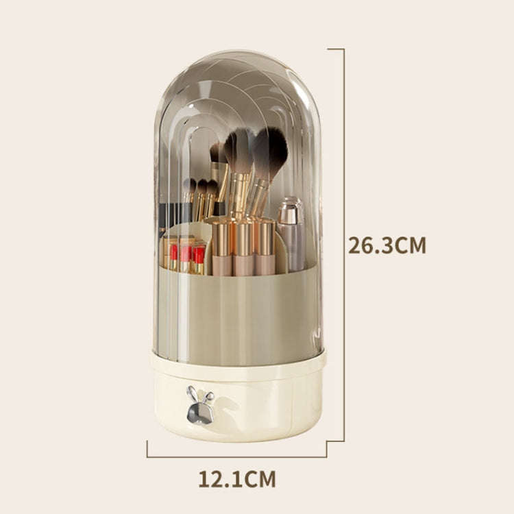 Rotation Dustproof Makeup Brush Storage Tube Dressing Table Desktop Pen Tube(Transparent Black)