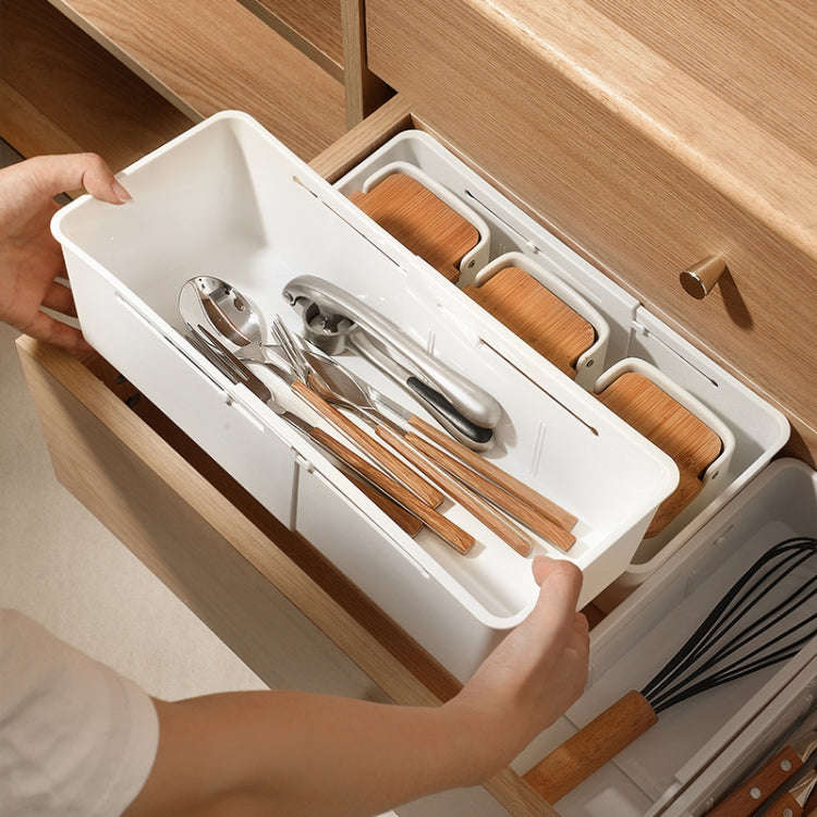 Drawer Fixed Retractable Storage Box With Divider Tableware Organizer, Style: Wide Model