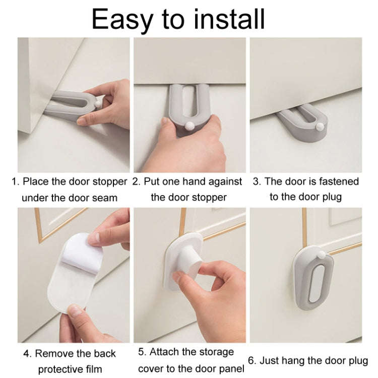Household Hole-Free Fixed Doorstop Anti-Collision Donut Door Stopper(Gray)