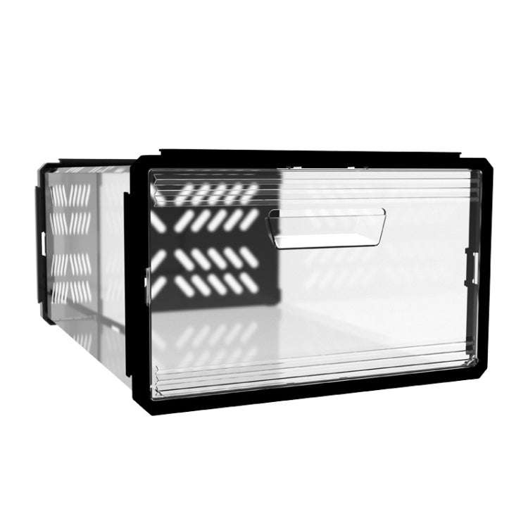 Drawer Type Plastic Shoe Box Dustproof Flap Folding Transparent Storage Box(Black)