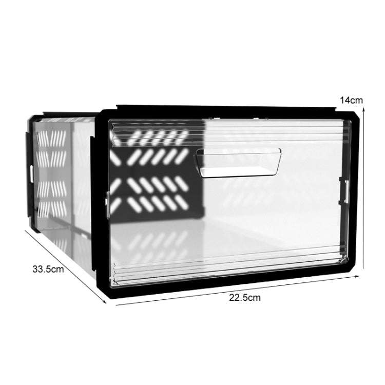 Drawer Type Plastic Shoe Box Dustproof Flap Folding Transparent Storage Box(Black)