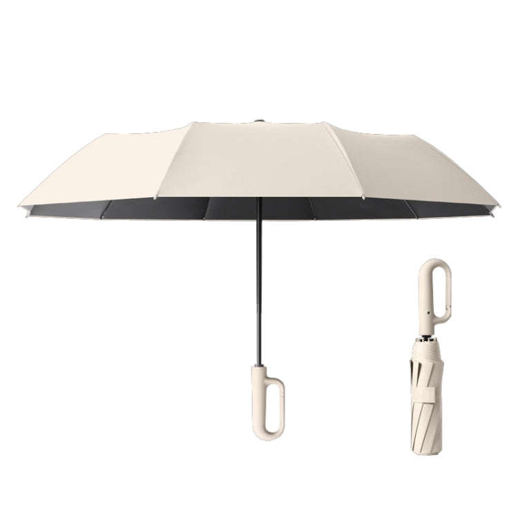 Fully Automatic Rain Or Shine Umbrella Foldable Unisex Sun Shade Umbrella, Style: Forward Beige 1...