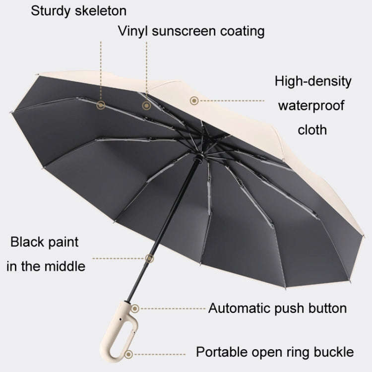 Fully Automatic Rain Or Shine Umbrella Foldable Unisex Sun Shade Umbrella, Style: Reverse Gray 105cm