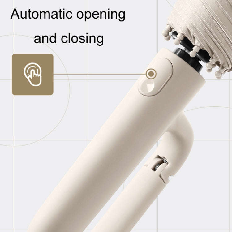 Fully Automatic Rain Or Shine Umbrella Foldable Unisex Sun Shade Umbrella, Style: Forward Beige 1...