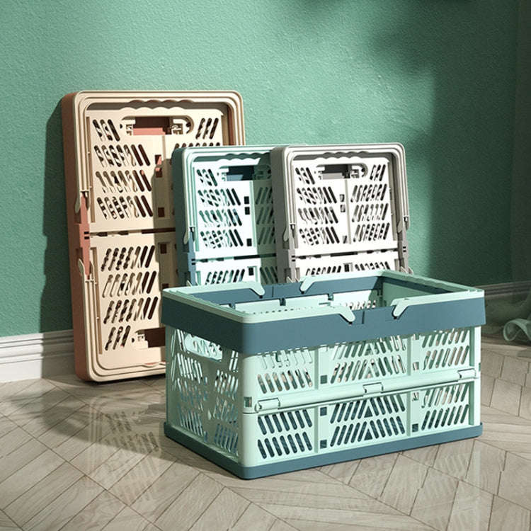 38x25x20cm Plastic Folding Storage Basket Shopping Basket Camping Storage Box With Handle(Gray)