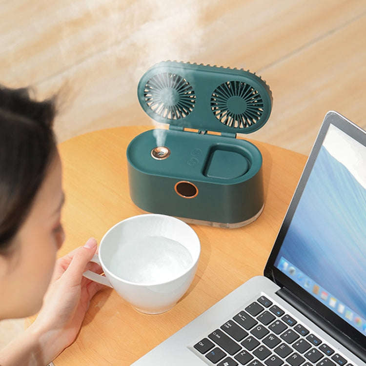 WT-818 Dual-leaf Spray Smart Digital Display Desktop Fan Night Light Humidification Cooler(Pink)