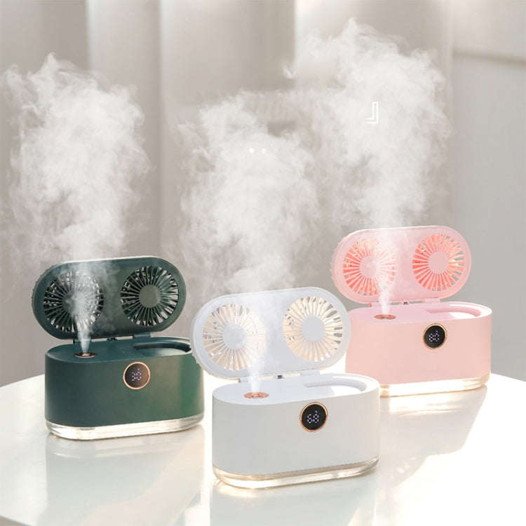WT-818 Dual-leaf Spray Smart Digital Display Desktop Fan Night Light Humidification Cooler(Pink)