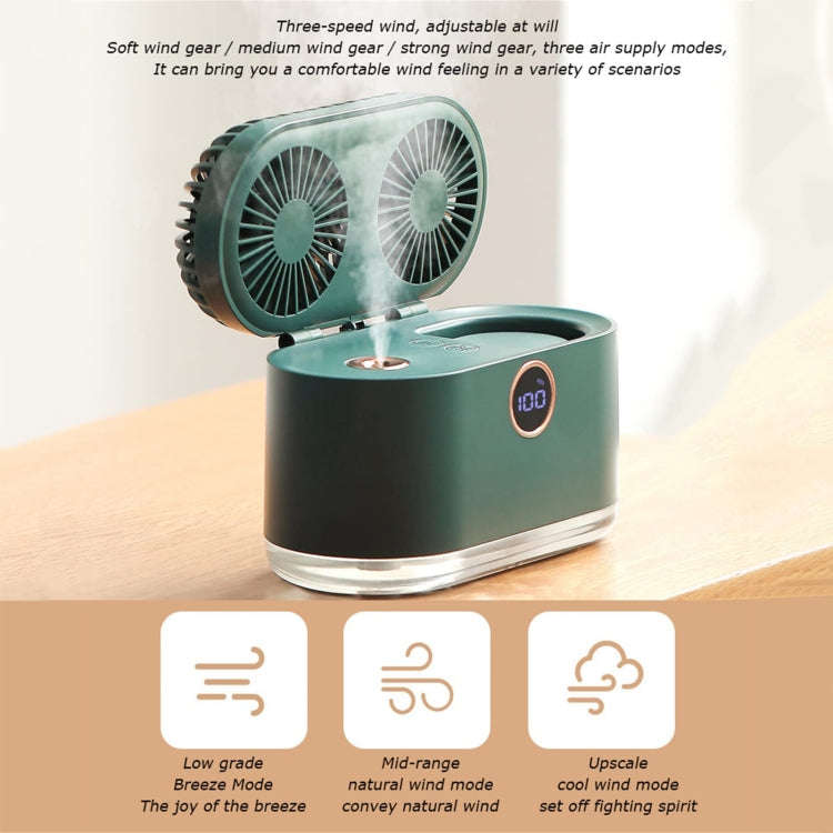 WT-818 Dual-leaf Spray Smart Digital Display Desktop Fan Night Light Humidification Cooler(Pink)