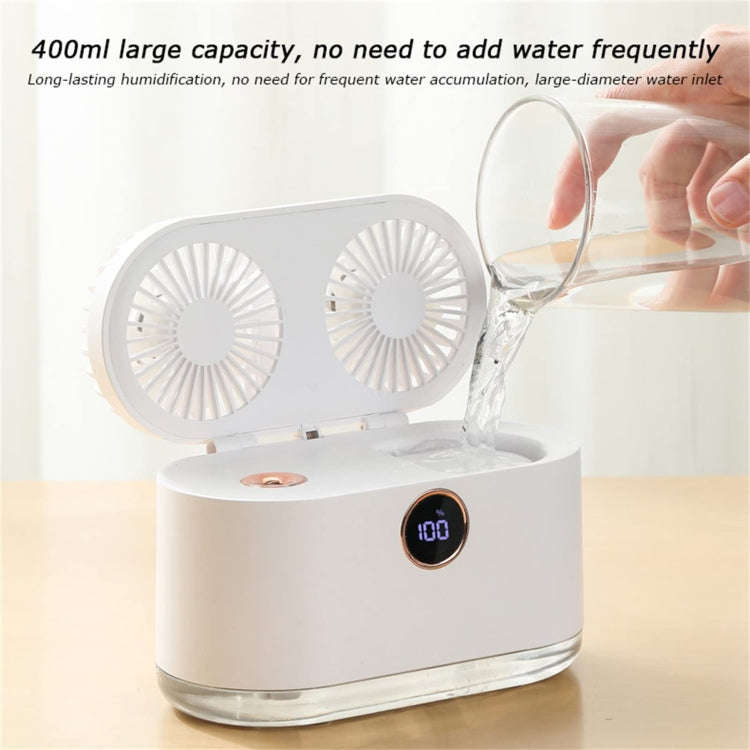 WT-818 Dual-leaf Spray Smart Digital Display Desktop Fan Night Light Humidification Cooler(Pink)