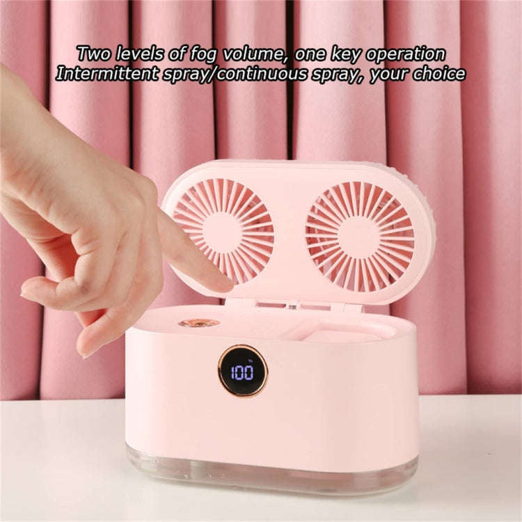 WT-818 Dual-leaf Spray Smart Digital Display Desktop Fan Night Light Humidification Cooler(Pink)