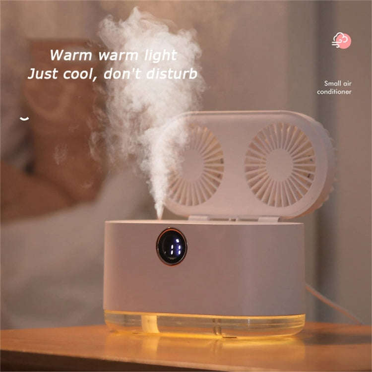 WT-818 Dual-leaf Spray Smart Digital Display Desktop Fan Night Light Humidification Cooler(Pink)