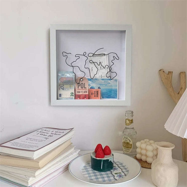 15 x 15cm Travel Shadow Box Frame with Slot for Keepsakes,Money,Ticket(White)