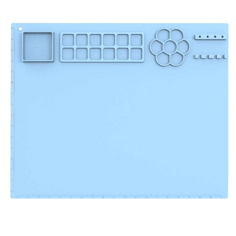 50x40cm Silicone Painting Pad With  Paint Holder Art Mat For Drawing Clay(Sky Blue)