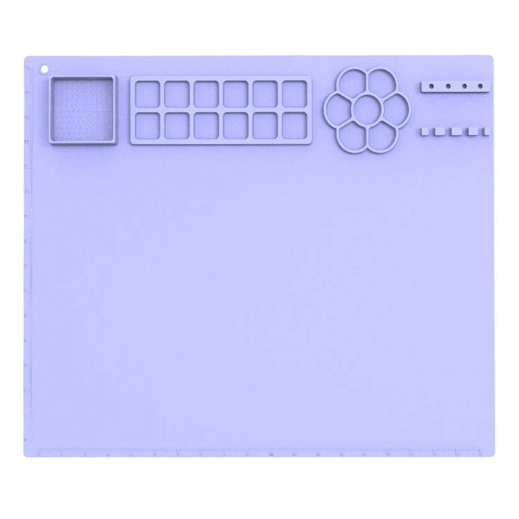 50x40cm Silicone Painting Pad With  Paint Holder Art Mat For Drawing Clay(Violet)