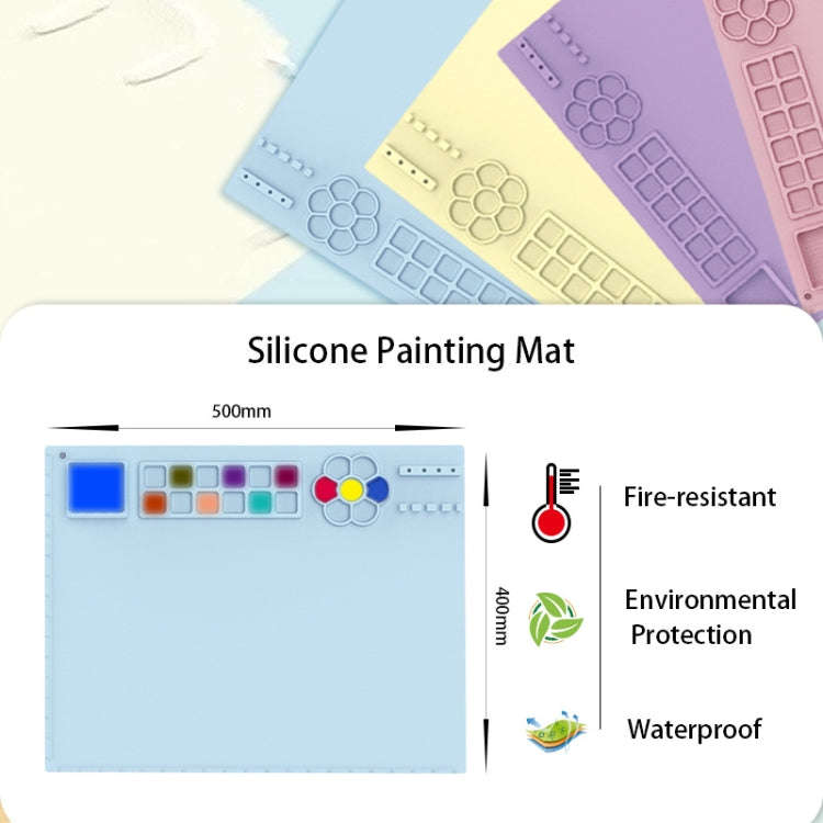 50x40cm Silicone Painting Pad With  Paint Holder Art Mat For Drawing Clay(Pink)