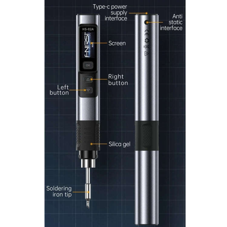 FNIRSI Portable Constant Temperature Soldering Iron Set, Model: HS-02A Standard-B Round Tip
