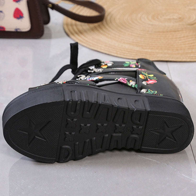 Summer Roman Sandals High Heel Floral Printed Cross Strap Women Shoes, Size: 41(White)