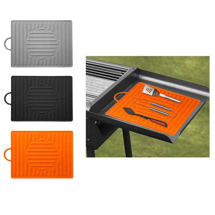 For Blackstone Oven Silicone Side Shelf Mat Grill Pad with Handle(Black)