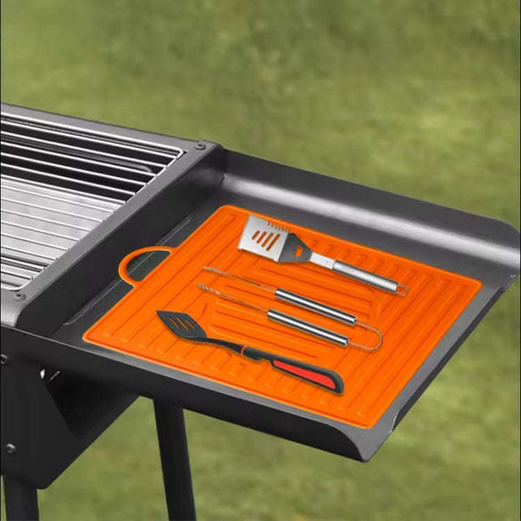 For Blackstone Oven Silicone Side Shelf Mat Grill Pad with Handle(Black)