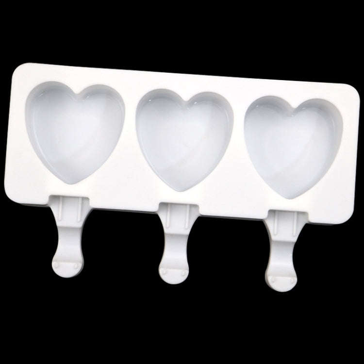 3 Grids Heart Shape Ice Cream Model DIY Pudding Mold Without Stick(White)