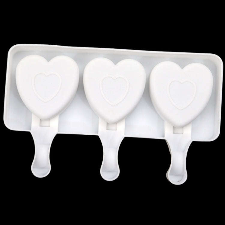 3 Grids Heart Shape Ice Cream Model DIY Pudding Mold Without Stick(White)