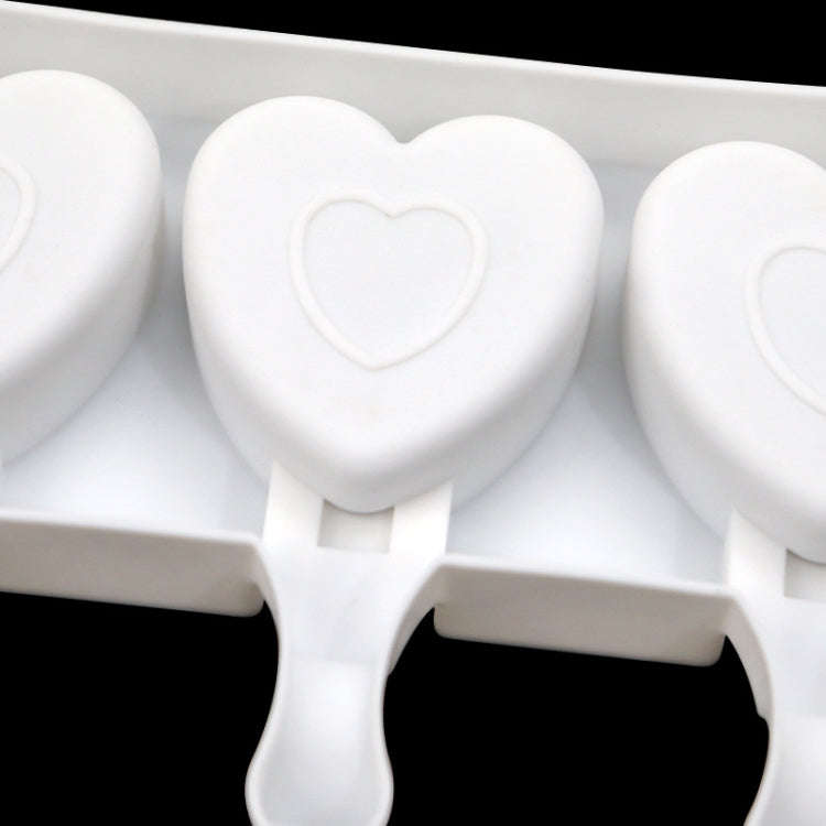 3 Grids Heart Shape Ice Cream Model DIY Pudding Mold Without Stick(White)