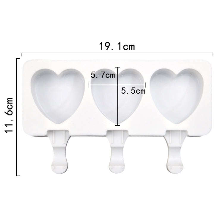 3 Grids Heart Shape Ice Cream Model DIY Pudding Mold Without Stick(White)