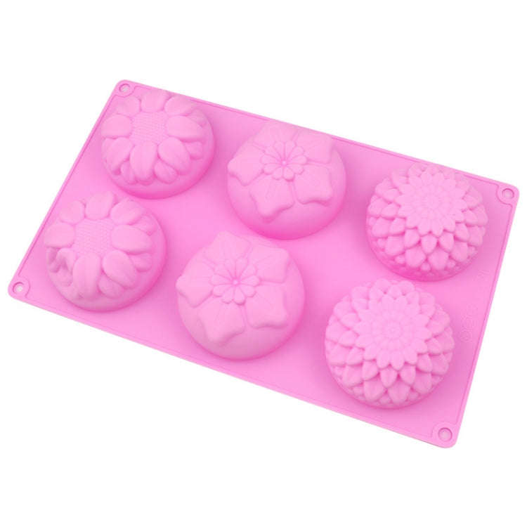 6 Grids 3 Groups Flower Shape Silicone Cake Mold Baking DIY Handmade Soap Model Sunflower Moon Ca...