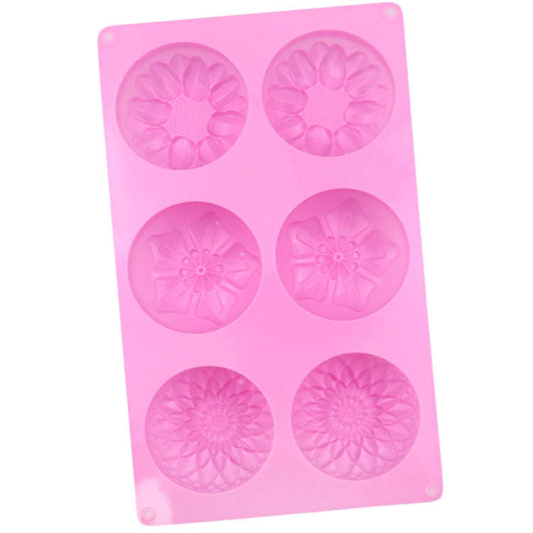 6 Grids 3 Groups Flower Shape Silicone Cake Mold Baking DIY Handmade Soap Model Sunflower Moon Ca...