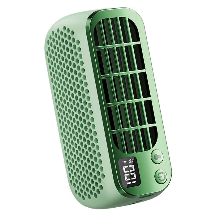 USB Charging Digital Display Portable Bladeless Outdoor Mini Night Light Fan(Green)