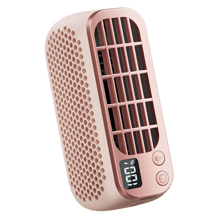 USB Charging Digital Display Portable Bladeless Outdoor Mini Night Light Fan(Pink)