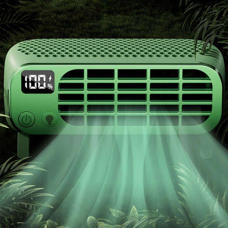 USB Charging Digital Display Portable Bladeless Outdoor Mini Night Light Fan(Green)