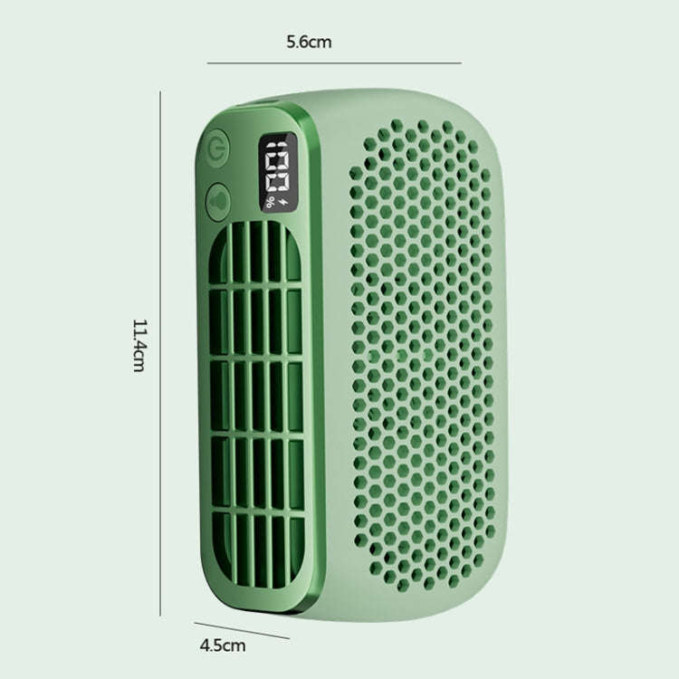 USB Charging Digital Display Portable Bladeless Outdoor Mini Night Light Fan(Green)