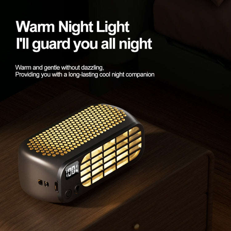 USB Charging Digital Display Portable Bladeless Outdoor Mini Night Light Fan(Green)