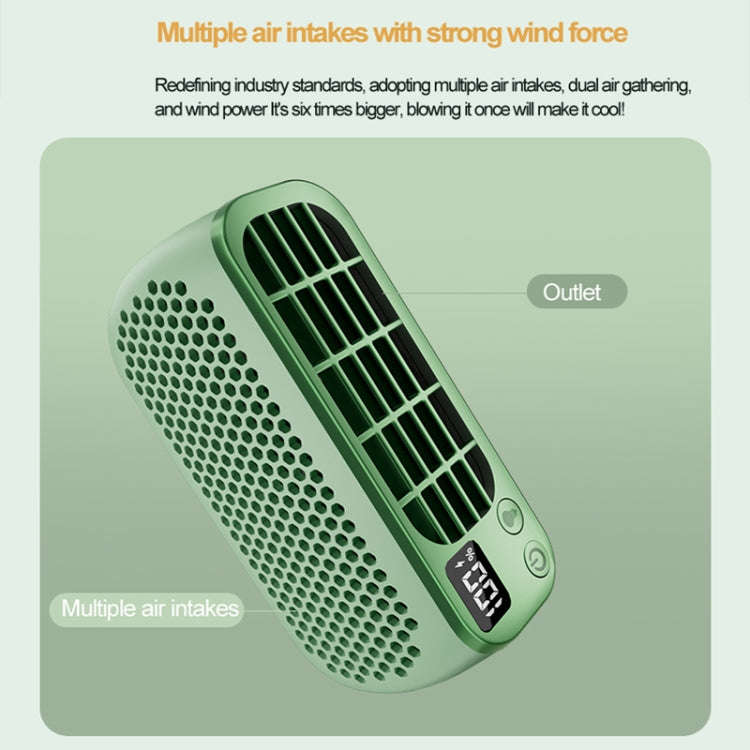 USB Charging Digital Display Portable Bladeless Outdoor Mini Night Light Fan(Green)