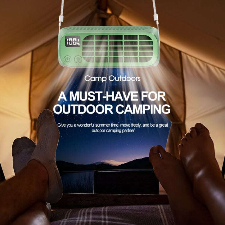 USB Charging Digital Display Portable Bladeless Outdoor Mini Night Light Fan(Green)