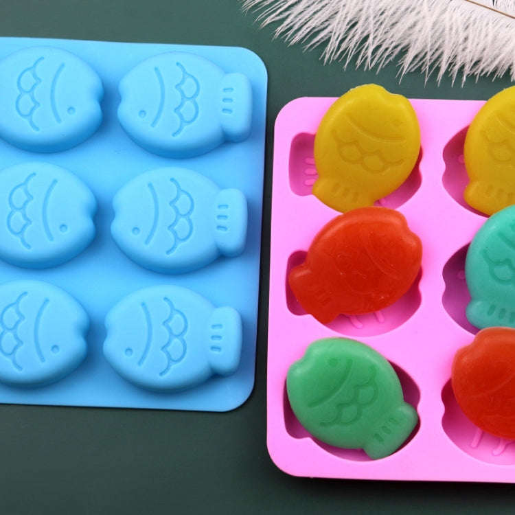 6 Grids Little Fish Shape Silicone Cake Mould Handmade Soap Mould(Pink)