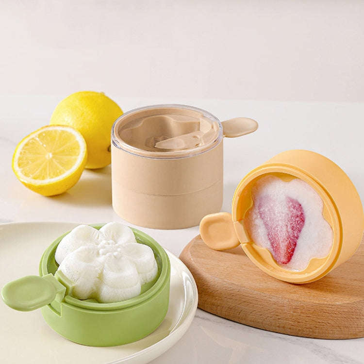 Homemade Dual Layer Ice Cream Mould Summer DIY Frozen Silicone Ice Box(Apricot Color)