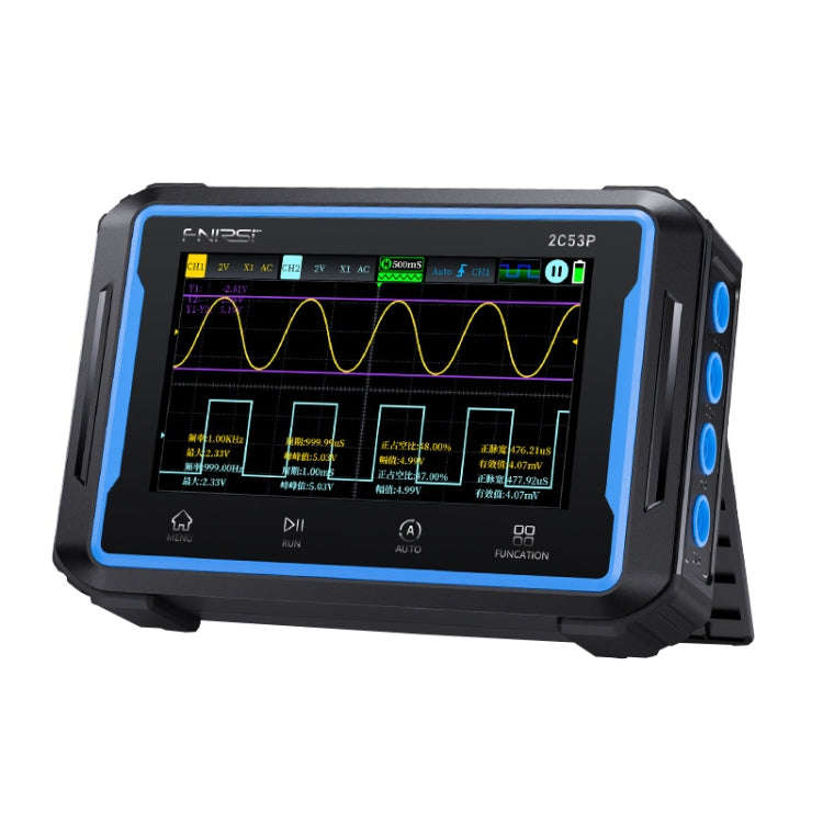 FNIRSI 2C53P Dual Channel Flat Panel Digital Oscilloscope Multimeter Signal Generator 3 In 1(Black)