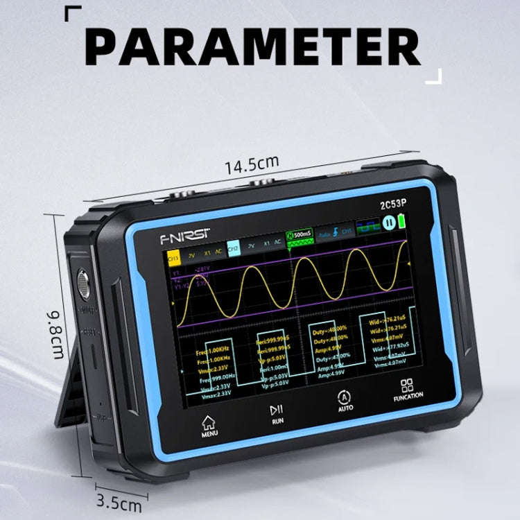 FNIRSI 2C53P Dual Channel Flat Panel Digital Oscilloscope Multimeter Signal Generator 3 In 1(Black)