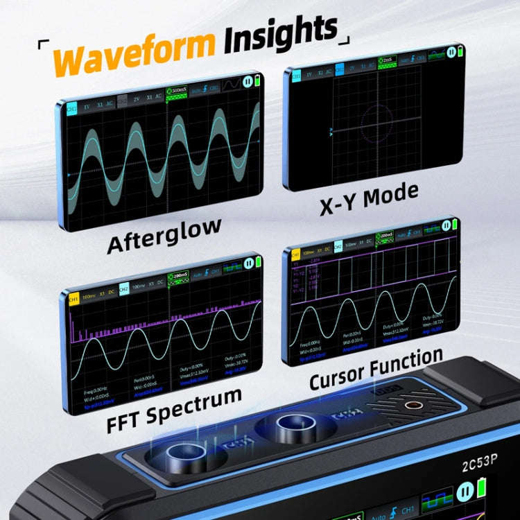 FNIRSI 2C53P Dual Channel Flat Panel Digital Oscilloscope Multimeter Signal Generator 3 In 1(Black)
